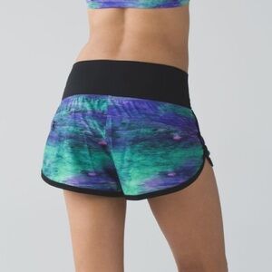 Lululemon High-Waist Printed Women’s Running Shorts - Teal & Purple
